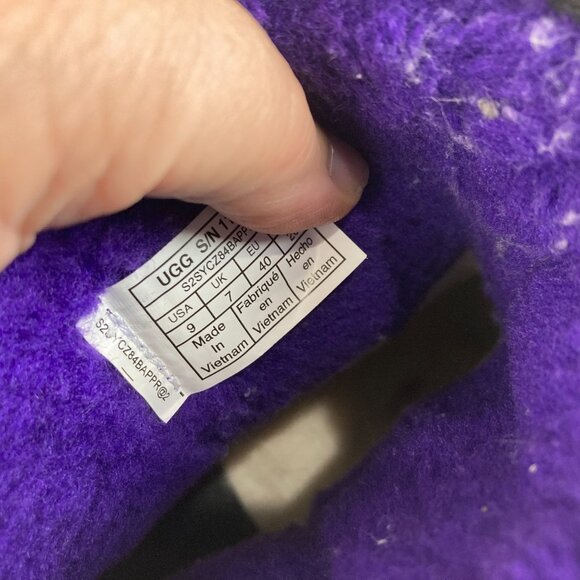 UGG Women Sz 9 Classic Clear Purple Sherpa Lined Clear Mini Boot Ankle Pull On - Picture 9 of 10